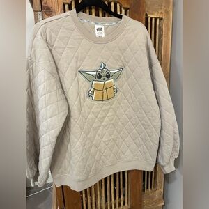 Disney Star Wars Tan Quilted Sweatshirt with Baby Yoda